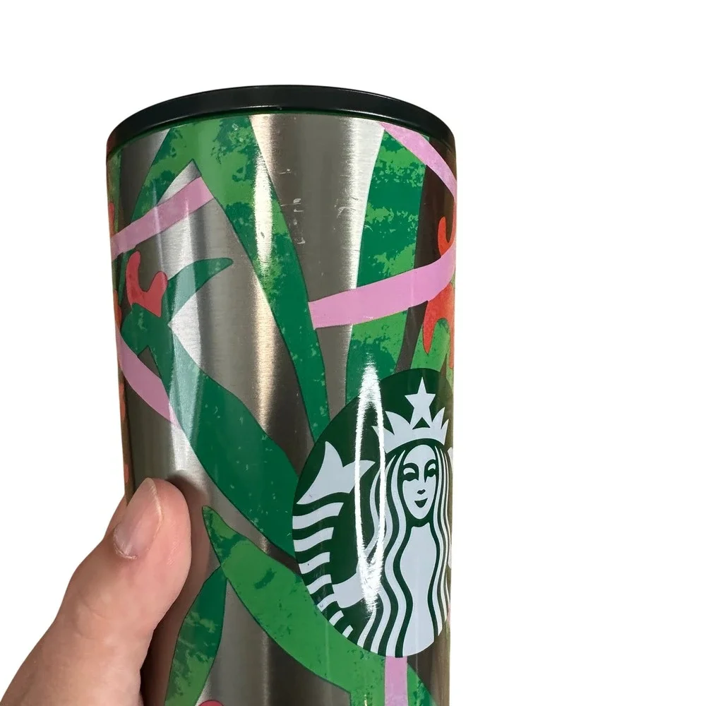 Starbucks 24oz‎ Stainless Steel Tropical Leopard Floral Cold Cup Tumbler 2020